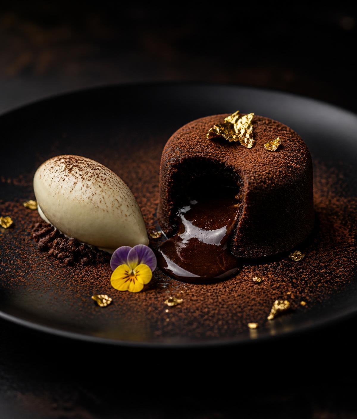 Coulant de chocolate con pan de oro